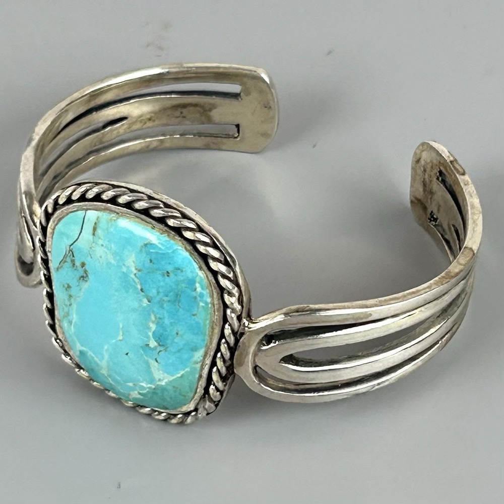 Barse 925 Sterling Silver Turquoise Cuff Bracelet Large Stone 45.8g